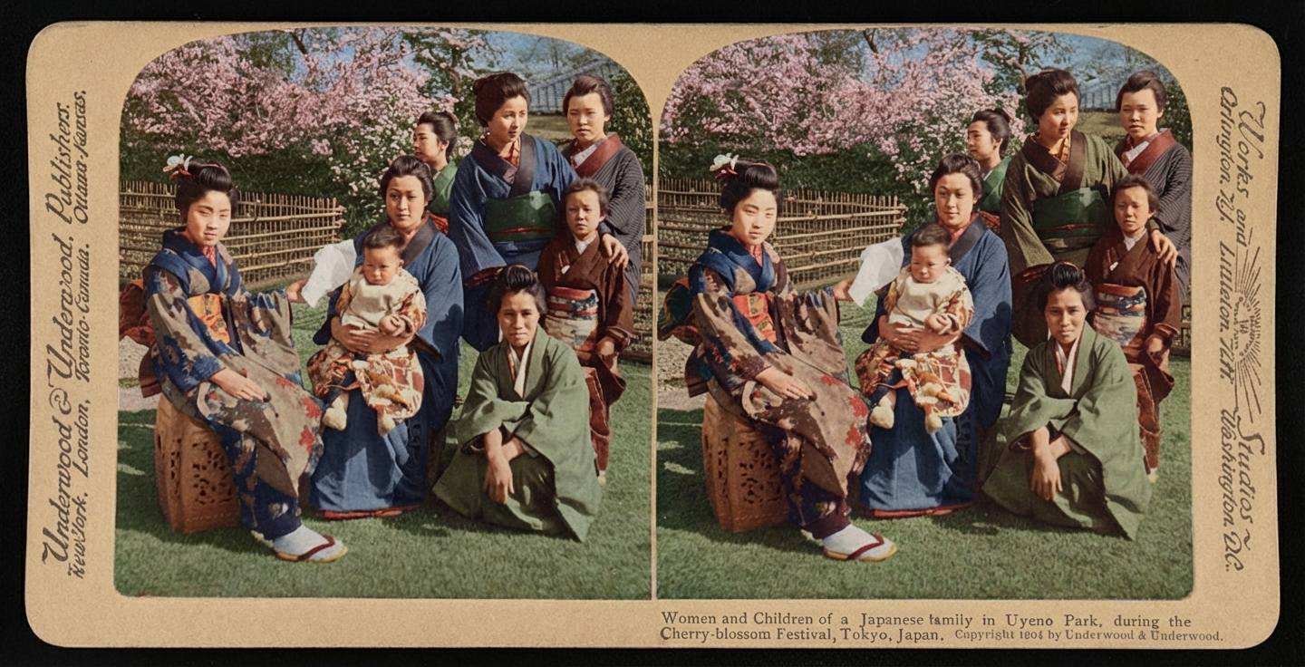 カラー化後: 花見の風景